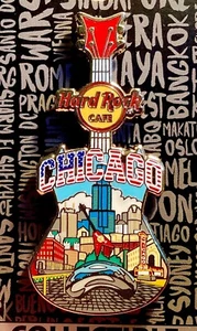 2020 HARD ROCK CAFE CHICAGO COUNTRY COLORS CITY TEE GUITAR PIN - Picture 1 of 1