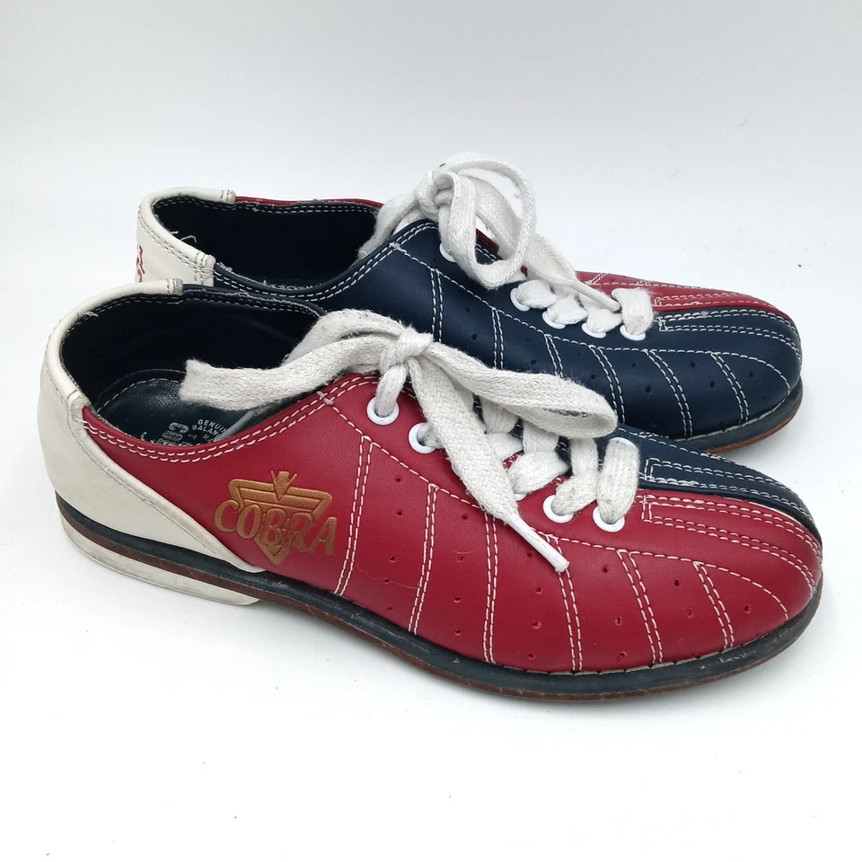Vintage Team Cobra Red Blue Leather Bowling Shoes Mens 4/Womens 5.5 - Image 1 of 4