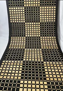Bamboo and Black Checkered Table Runner Summer Picnic Cabin 90” x 13" Decorative - Picture 1 of 2