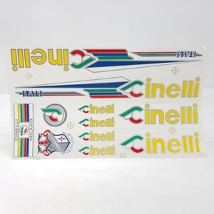 Cinelli Italienisch Vintage Aufkleber Rahmen Sticker Set Radfahren Grün Rot Weiß Gelb - Bild 1 von 10