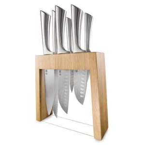 Baccarat Damashiro Mizu Knife Block 7 Piece Oak - Picture 1 of 5