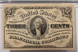 3 Cents 3rd Issue Fr.#1227 Dark Background PMG graded AU 53 Toned - Picture 1 of 3