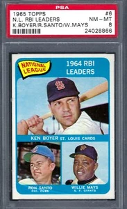 1965 Topps #006 NL RBI Leaders Mays Boyer Santo Giants 6 - Bild 1 von 2