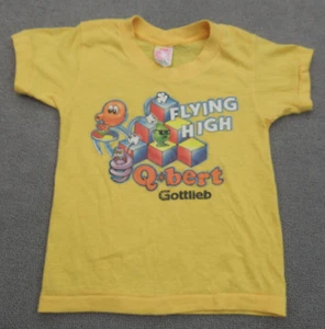 Vintage Qbert Shirt Youth S Yellow Single Stitch 80s Arcade Pin Ball Gottlieb Co - Picture 1 of 15
