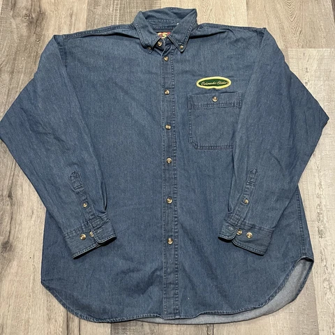 Vintage TSi Colorado State University CSU Denim Button Long Sleeve RAMS Shirt Cover