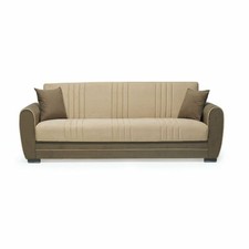 Divano letto tessuto contenitore 3 posti color caffè 156x87x85H Pelin