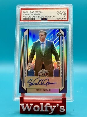 2021 Leaf Metal John Calipari AUTO Blue Rainbow /50 PSA 10 Gem Mint Arkansas - Image 1 of 2
