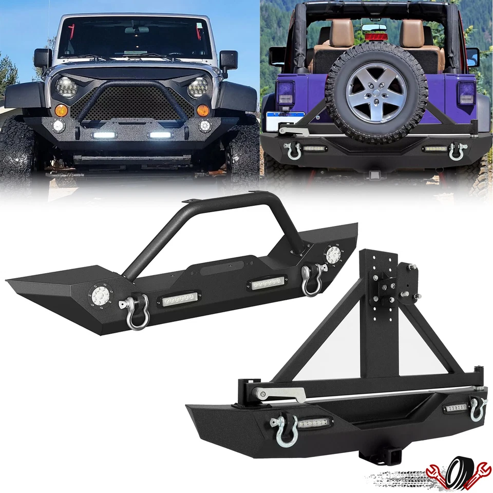 Textured Front/Rear Bumper Winch Plate Fog Lights For 07-24 Jeep Wrangler JK JL Foto 1 de 1