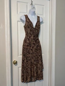 Jones New York Kleid braun/beige Animal Print ärmellos Faux Wickelkleid Gr. 4 - Bild 1 von 10