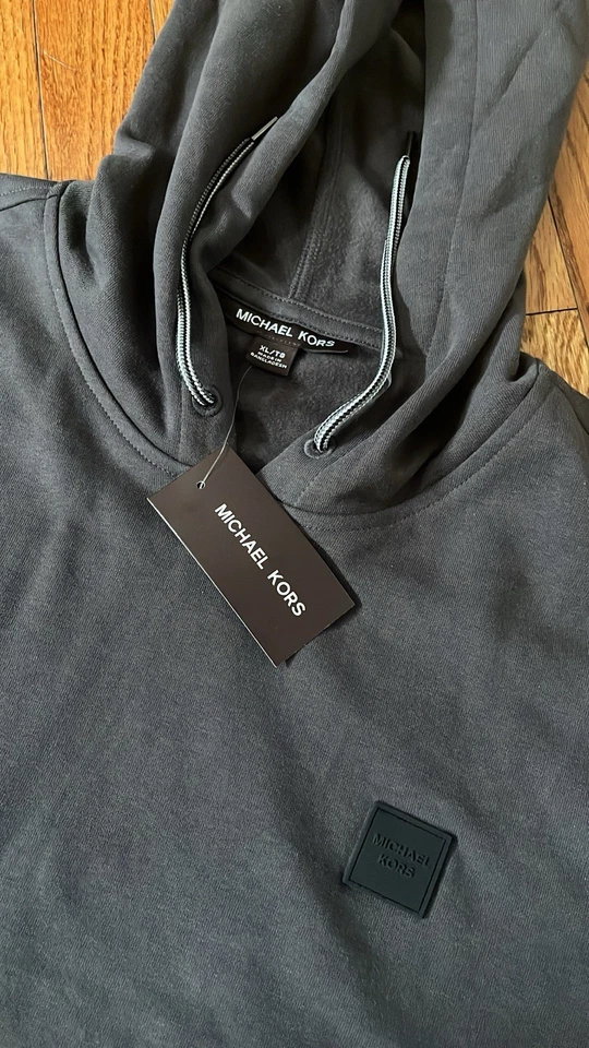 NWT Michael Kors Men’s Logo Sweatshirt Hoodie W/pockets Gray Size XL - Image 1 of 4