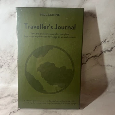 Moleskine Guided Traveller's Journal Green 5.12"x8.25"  NEW • 400 Pgs • Stickers - Image 1 of 4