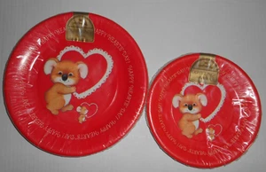 16 Vintage Hallmark Paper Dinner Cake Plates KIRBY KOALA Valentine's Day 7 & 9" - Picture 1 of 4