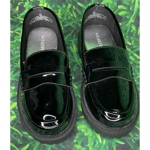 NEW Old Navy Girls Black Shoes Patent Faux Leather Loafers 13 Shiny Dress Shoes - Picture 1 of 6