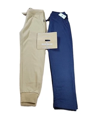 Paquete de 2 pantalones de carne Eddie Bauer para niños azul dobladillo recto bronceado jogger PEQUEÑOS 8 Foto 1 de 4