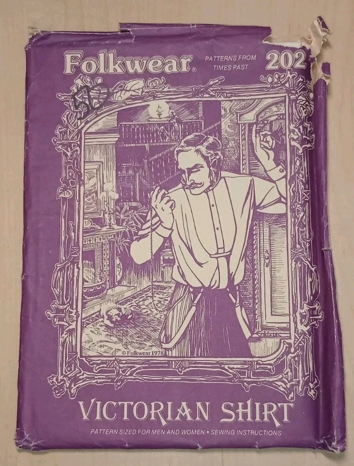 Folkwear 202 Sewing Pattern Unisex Victorian Shirt Tunic Nightshirt XS-XL VTG UC - Image 1 of 4