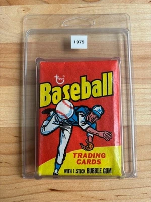 Topps 1975 béisbol sellado sin abrir paquete de cera tablero afilado/cuenta año RC con soporte Foto 1 de 2