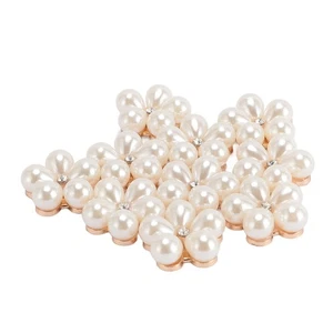 .10 Pcs Pearl Rhinestone Flower Flat Back Zinc Alloy Base Shiny Pearl Rhinestone - Picture 1 of 12