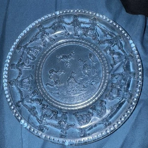 Tiara Crystal Nursery Rhyme Hey Diddle Diddle Childs Plate 6 1/2" Clear - Picture 1 of 6