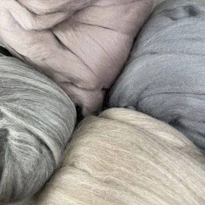 Grey MIX Wool Merino Top Roving Fiber Solid Colors Spin/ Felting 4 x 4oz Ea - Image 1 of 4