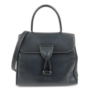 LOEWE Leather 2Way Bag Hand Bag Shoulder Bag Dark Navy Authentic Used F/S - Picture 1 of 24
