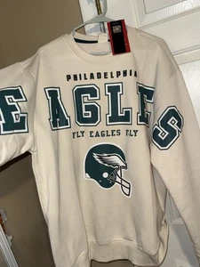 NWT NFL Philadelphia Eagles Pullover Crewneck Sweatshirt Cream Size XL 💚🦅💚 - Picture 1 of 2