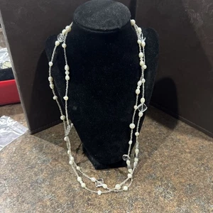 Mary Kay 52” Pearl &crystal Necklace With Toggle Clasp (v) - Picture 1 of 7