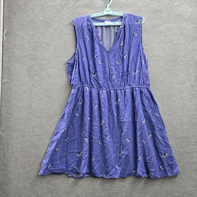 Old Navy Women Dress XXL Blue Floral Fit & Flare Sleeveless Lined - Image 1 of 4