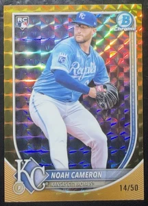 2025 Bowman Chrome Noah Cameron Rookie RC Gold Geometric Refractor /50 - Picture 1 of 2