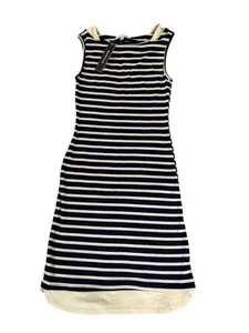Monteau Dress Women’s XS Blue White Striped Sleeveless Classic New - Picture 1 of 6
