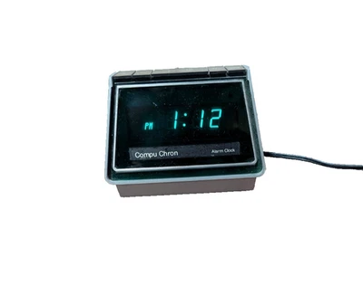 Vtg 1970s Compu Chron Electric Alarm Clock Model 5710 Digital LED Display Works - Image 1 of 4