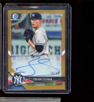 2018 BOWMAN CHROME TREVOR STEPHAN GOLD REFRACTOR RC AUTO 16/50 - Image 1 of 2