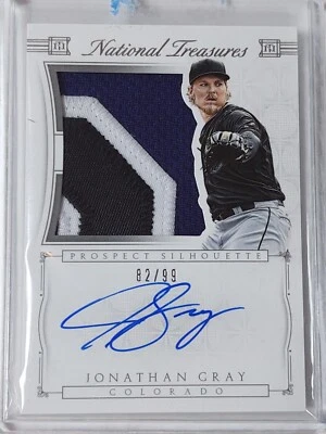 2015 PANINI NATIONAL TREASURES JON JONATHAN GRAY AUTO 3-COLOR PATCH #82/99 - Image 1 of 2