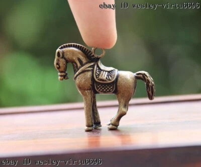 Китайский кулон из чистой бронзы меди фэн-шуй лошадь хвостовик счастливое животное T097 - Изображение 1 из 4