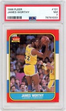 1986-87 Fleer #131 James Worthy RC - Lakers (Hall of Fame) / NM PSA 7 *1033