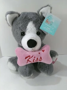 Hug Me Grey & White Stuffed w/Kiss me Bone 14" Collector... - Picture 1 of 9