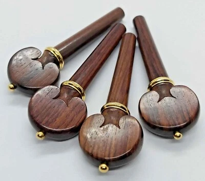 RIVERBERO MUSIC SET 4 PIROLI PER VIOLINO PALISSANDRO SELEZIONATO MODELLO HEART SHAPE DECORO ORO