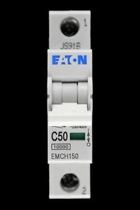 EATON 50 AMP CURVE C 10kA MCB CIRCUIT BREAKER EMCH150 - Picture 1 of 6