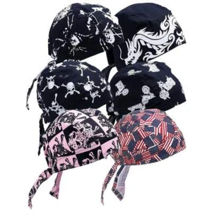 6pc Skull Caps Sweat Do Rag Head Wrap Dew Bandana 100% Cotton Motorcycle Biker - Picture 1 of 8