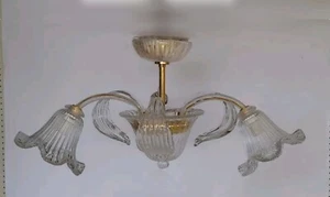 Lampadario plafoniera in Vetro di Murano cristallo e oro 3 luci classico SYLCOM - Foto 1 di 7