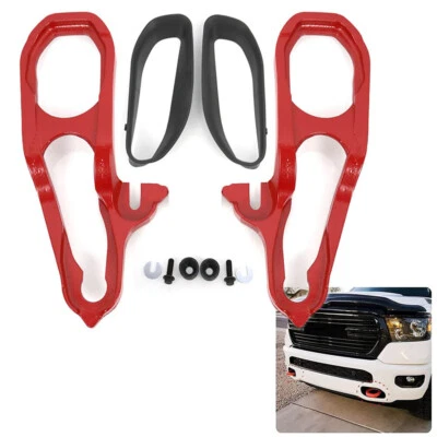 Heavy Duty Red Front Tow Hooks W/ Hardware For 2019 -2021 Dodge Ram 1500 DT Foto 1 de 4