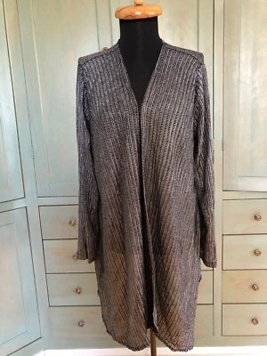 Nuevo Suéter Cárdigan Travelers by Chico's $109 Plateado Negro Tejido Malla Tilly - 2 Foto 1 de 4