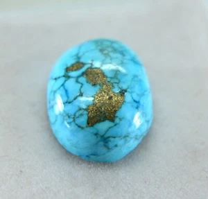 15.93 Ct Natural Tibetan Certified Rare Blue Turquoise Oval Loose Gemstone T364 - Picture 1 of 6