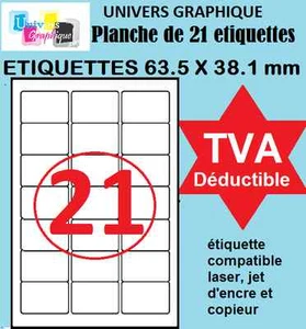 Bogen mit 21 Klebeetiketten 63,5 x 38,1 mm Adressetikett L7160 - Bild 1 von 1