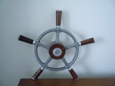 Antique Solid Cast Aluminium 5 Spoke Boat Wheel D-36 cm / 14'' Collector Project - Image 1 of 4