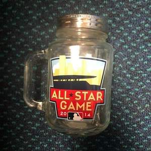 All Star Game 2014 Glass Mug MLB Baseball Mason Jar Drink with Lid - Picture 1 of 1
