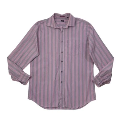 Camisa Paul Smith Para Hombre 17.5 Rosa Púrpura Multi Rayas Algodón Abotonada Manga Larga Foto 1 de 4