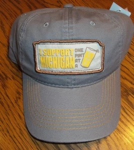 Baseballmütze oliv genäht Michigan Bier "Ich unterstütze... ein Pint nach dem anderen" - Bild 1 von 2
