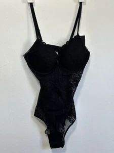 H&M Black Lingerie Size 8 Lace Mesh Push Up Body Lingerie - Picture 1 of 11
