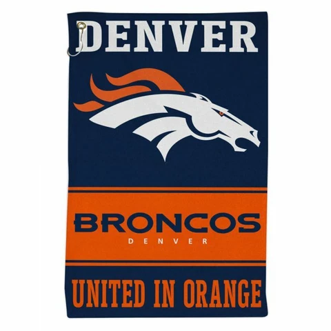 DENVER BRONCOS ALL PURPOSE GOLF TAILGATE TOWEL 16"X25" HOOK AND GROMMET Cover