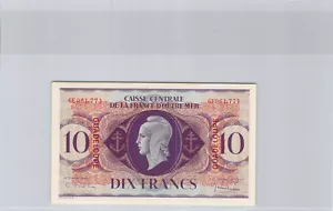 Guadeloupe 10 Francs 2.2.1944 N Ge 061,771 Pick 27a - Picture 1 of 2